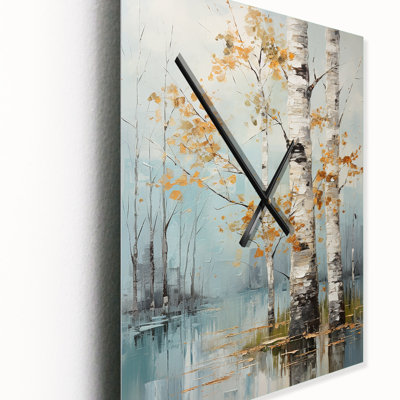 Birch Woods Silent Woods VI - Floral Modern Wall Clock