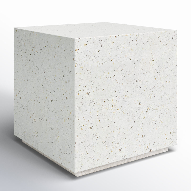 Kareen End Table, Ivory Terrazo