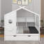 Lit double en bois avec lit gigogne et tablette de rangement-44704281