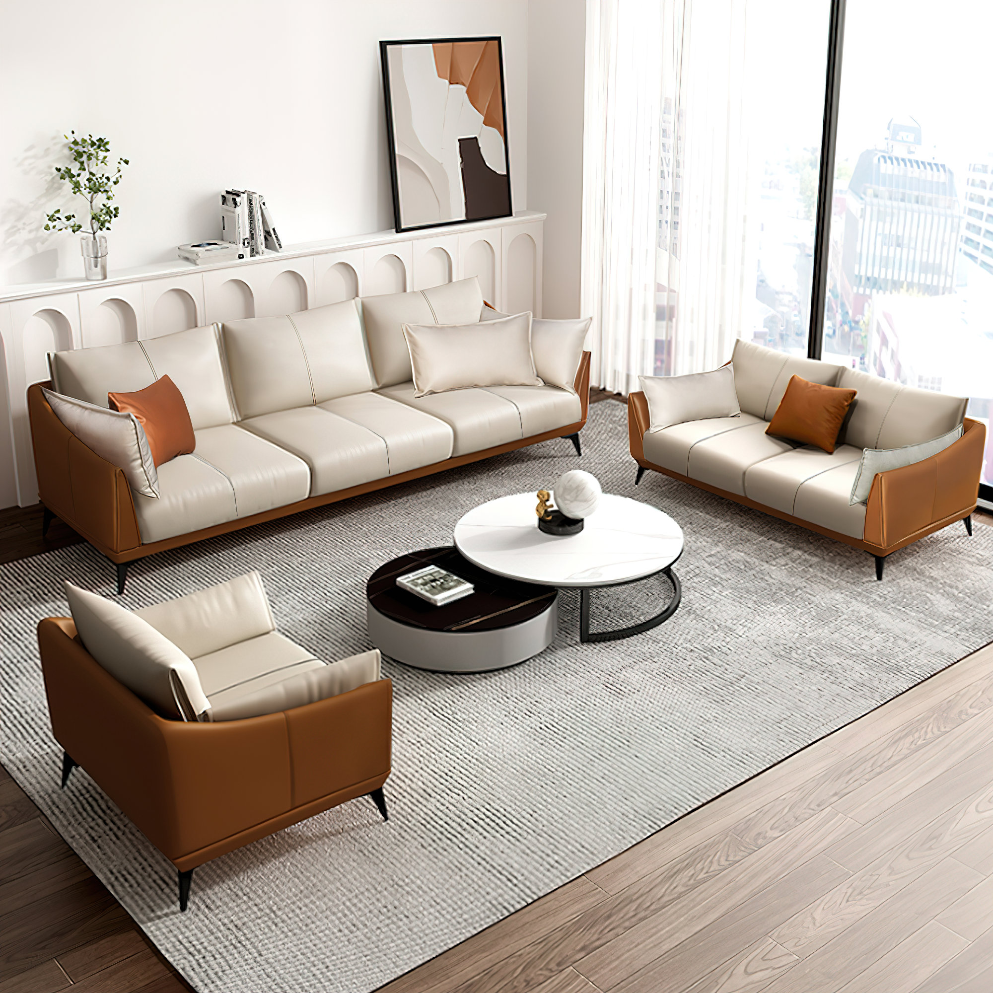 Orren Ellis 3 Piece Faux Leather Living Room Set & Reviews | Wayfair