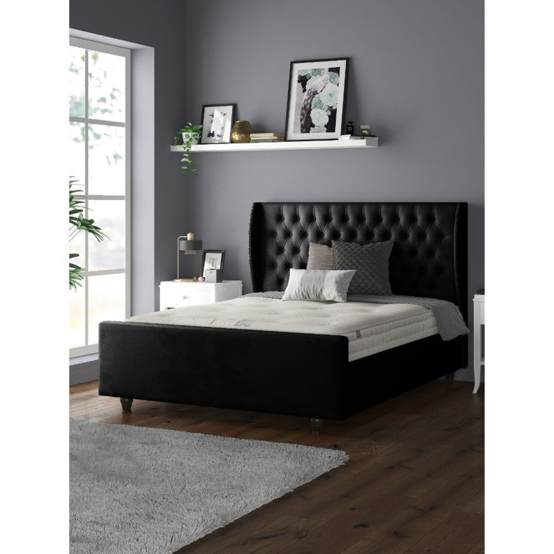 Bartelt Upholstered Bed, Black, Kingsize (5')