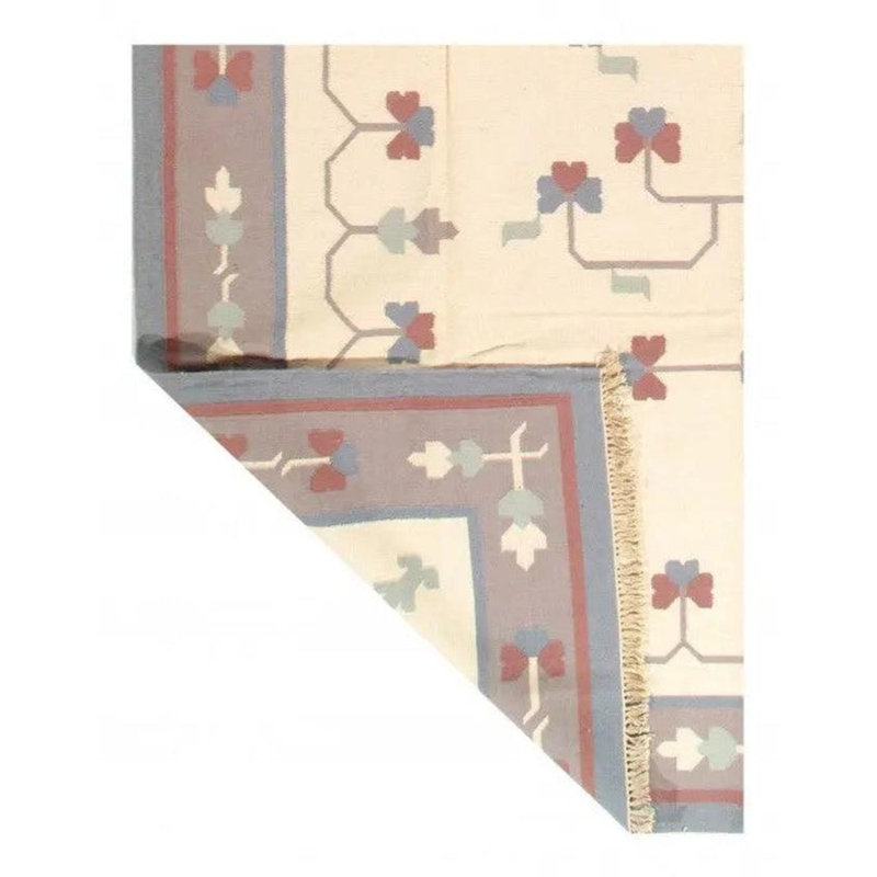 Tapis oriental ivoire / gris / rouge en coton / laine fait à la main 9 pi 3 po x 12 pi Wanonah