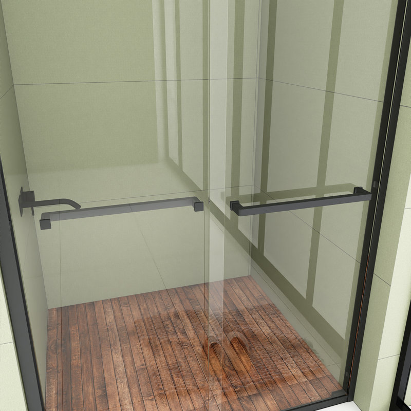 Porte de douche demi-cadre avec l 48 po x H 76 po, Noir mat