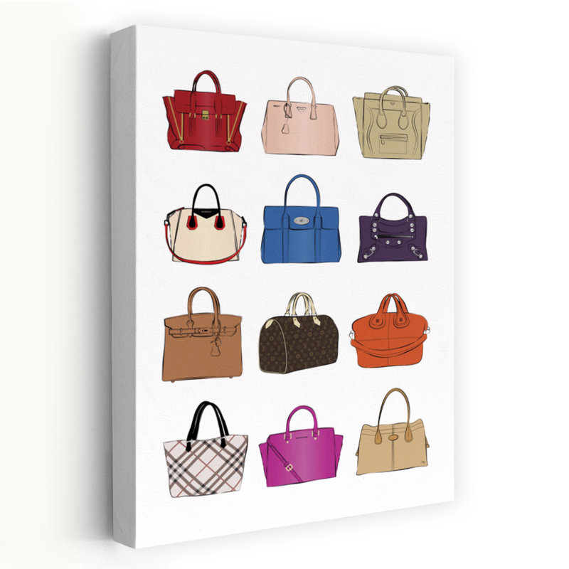 Collection de sacs à main stylés - Affiche murale classique, colorée et élégante, H 48 po x l 32 po