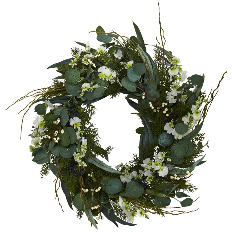 Faux Polyester 24'' Wreath, Green