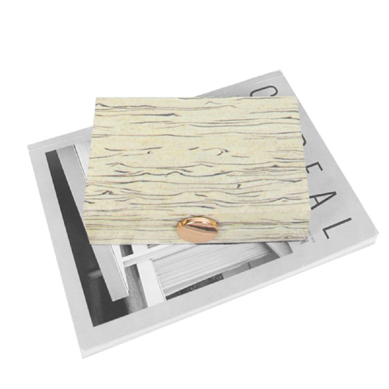 Boîte à bijoux à bouton motif grain de bois, Blanc-Petit
