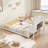 Full-Size Montessori Floor Bed With Bookcases And Blackboards, Versatile Platform Beds With Guard Rails, Solid Wood Floor Beds With Storage Headboards, Floor Beds For Kids And Teens-763516553