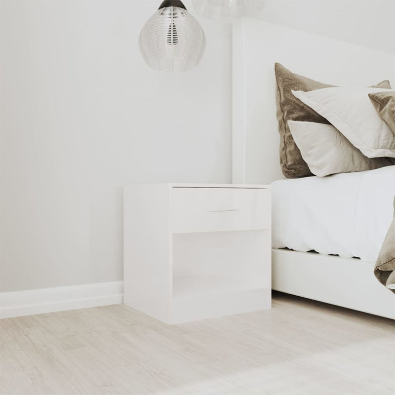Doraville 1 Drawer Bedside Table, High Gloss White