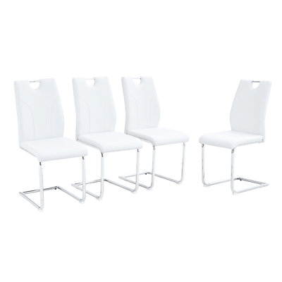 Modern White Pu Dining Chair - Scratch Floor Protection Material
