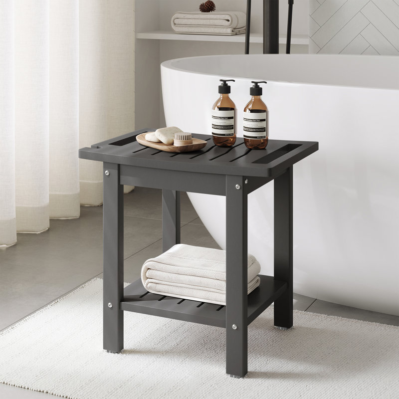 Banc de douche en poly, Gris foncé