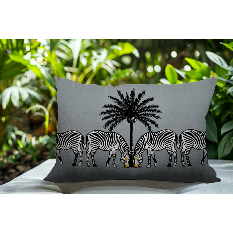Oreiller rectangulaire réversible intérieur / extérieur Camo Zebra, Gris, H 18 po x l 25 po