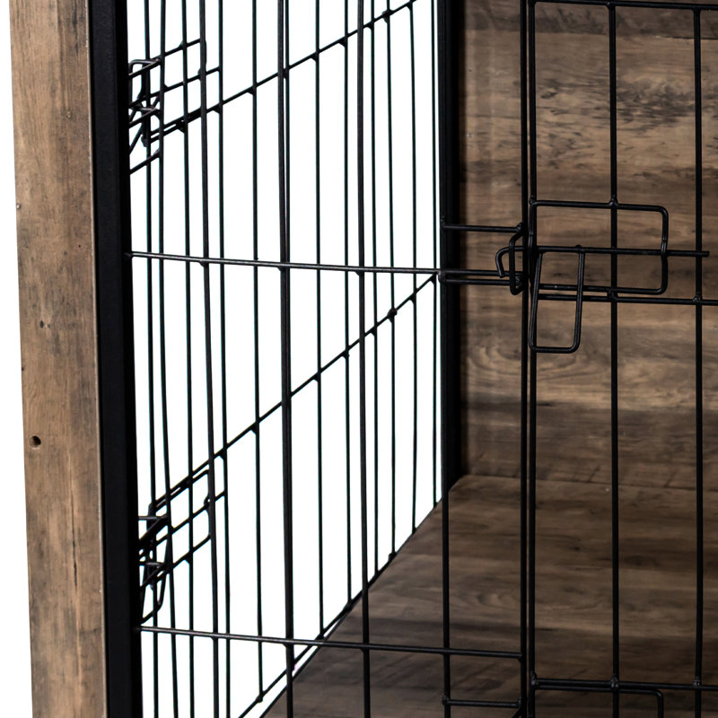 Cage pour chien moderne en bois d'intérieur - Portes doubles pour un accès facile et spacieux