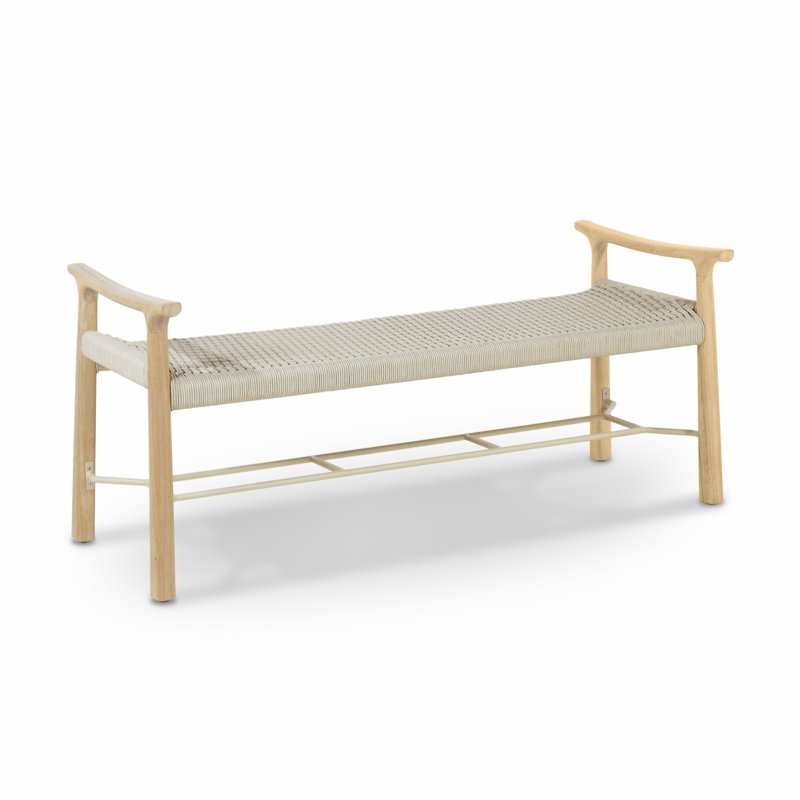 Solid Oak Entry Way Bench with Shoe Storage, Natural/Beige