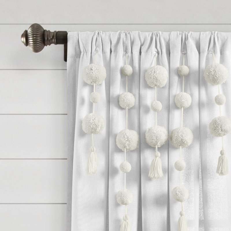 Cotton Blend Semi Sheer Curtain Single Panel, 52"W x 63"L, Navy