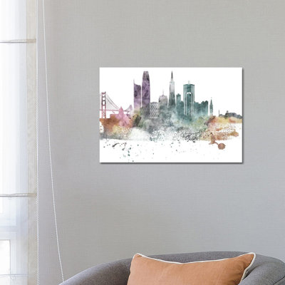 San Francisco Pastel Skylines - Wrapped Canvas Painting