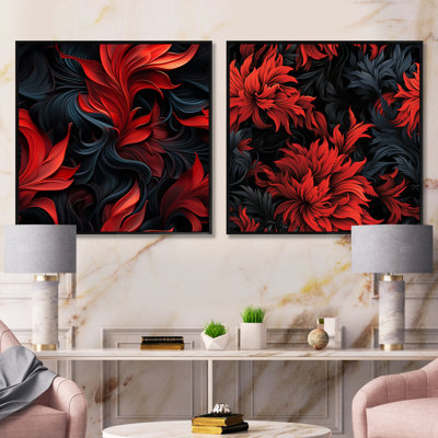 Ensemble de 2 collages carrés Woodbridge - Abstract Botanicals