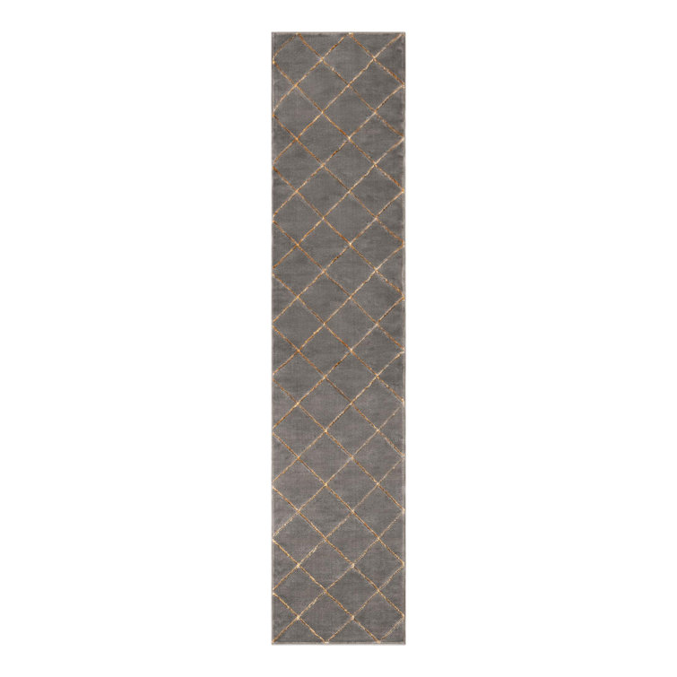 Latitude Run® Checks Novica Rug Gray and Gold