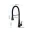 Robinet de cuisine avec bec rétractable, acier inoxydable noir mat, finition, buse rotative à 360 ° pour un accès simple à l'eau en noir, fabrication en acier, couche de corrosion, utilisateur