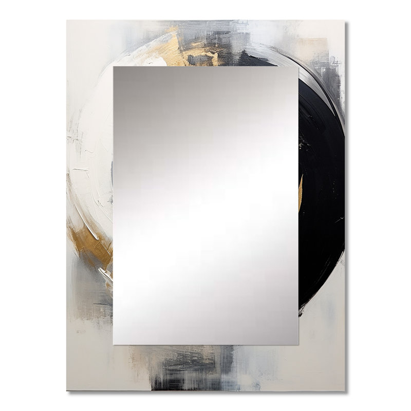 New Balance Dreams Abstract Gold And Black I - Abstract Painting Decorative Wall Mirror, Gold Mirror, Printed Metal Art