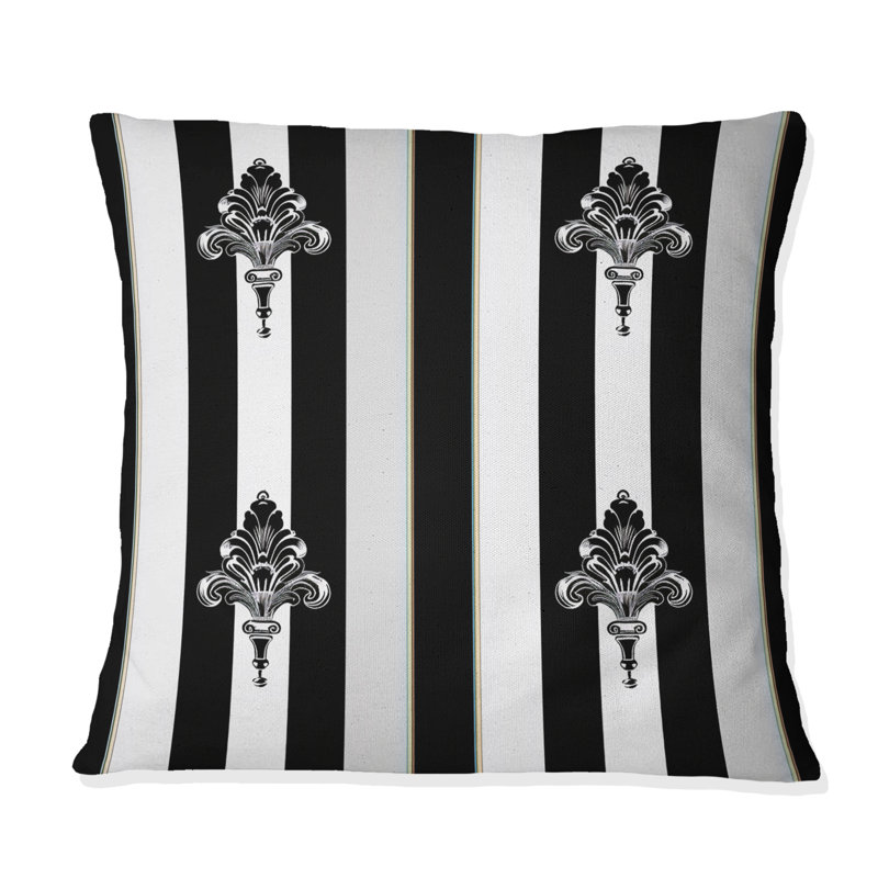 Coussin traditionnel noir à fines rayures II - traditionnel, H 16 po x l 16 po