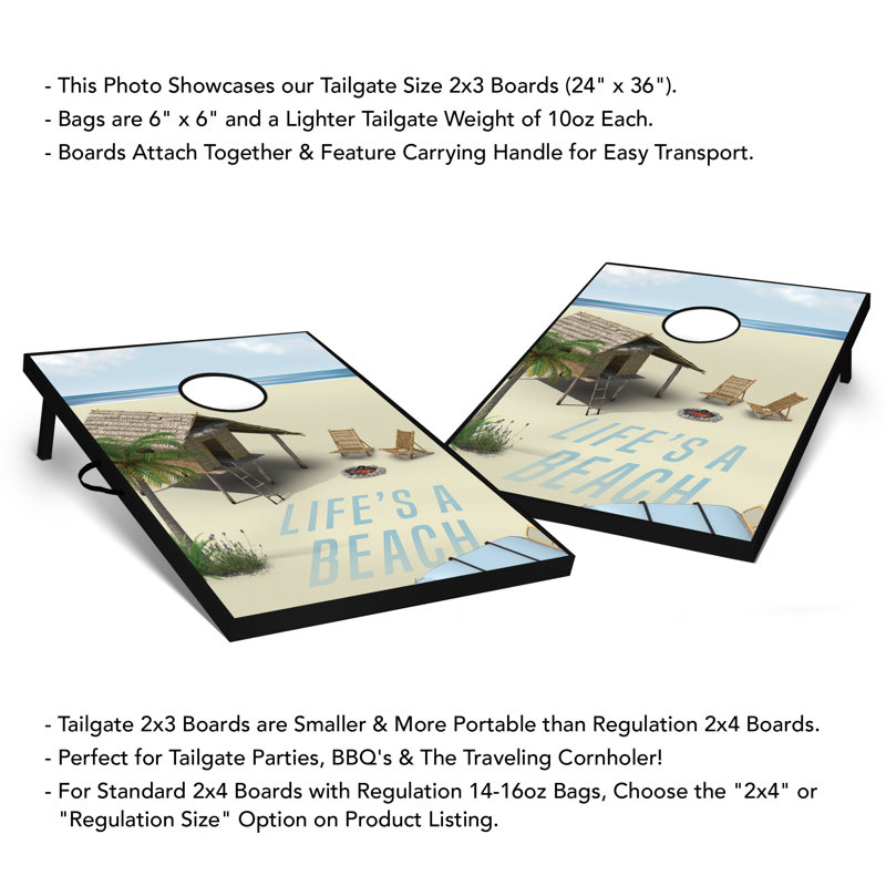 Ensemble de cornhole 2 'x 3' Life's A Beach Tailgate