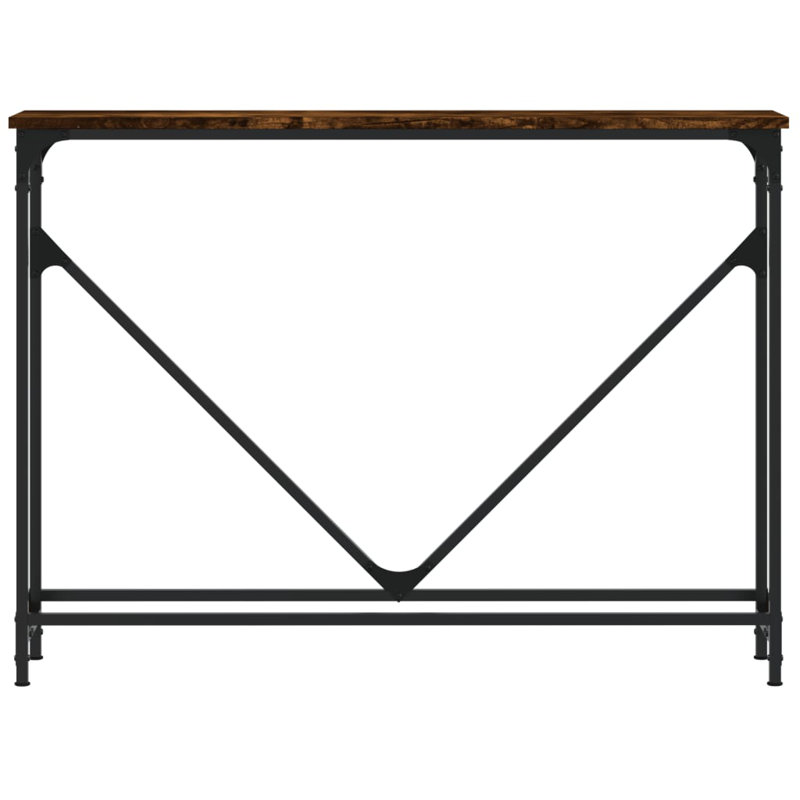 Console vidaXL Bois d'ingénierie, métal 40,2 po x 8,9 po x 29,5 po, Chêne fumé