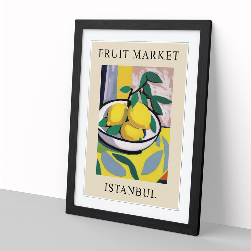 Lemon Istanbul Fruit Market Exhibition - Single Picture Frame Print on Wood, 34cm H x 25cm W x 2cm D