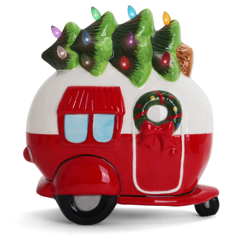 Camper Christmas Decor - Christmas Truck Decor - Ceramic Christmas Tree Camper
