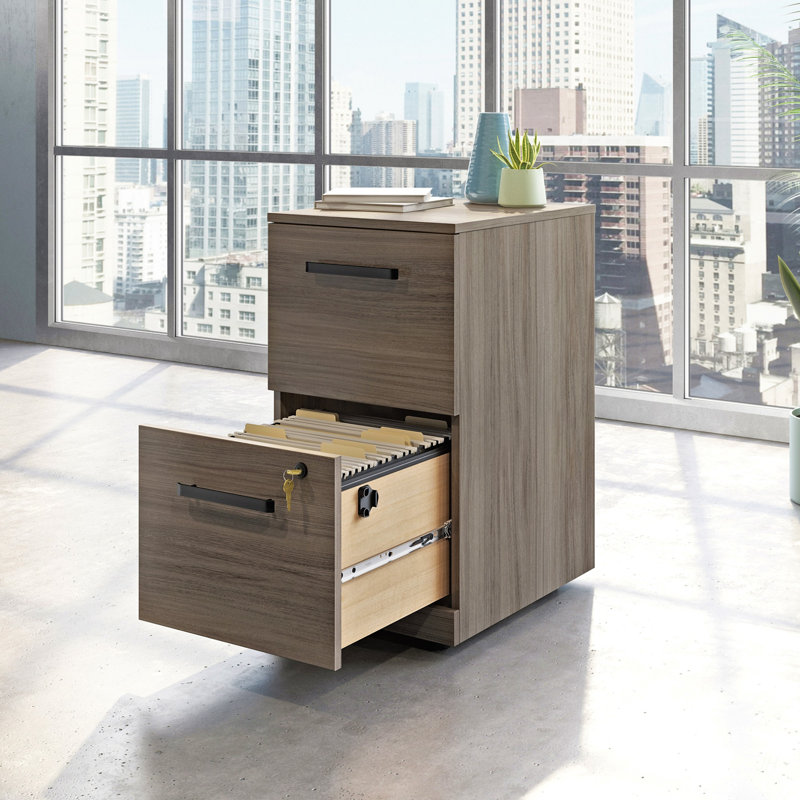 2-Drawer Mobile Pedestal, Brown finish