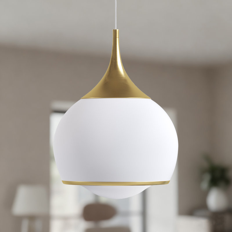 1-Light Dimmable Integrated LED Pendant, Polished Brass, 72.25" H X 14" W X 14" D