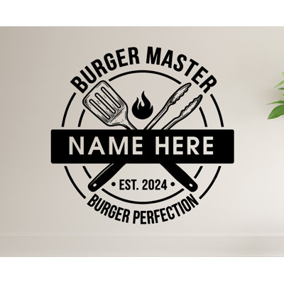 Burger Wall Decal | Restaurant Burger Decor | Burger art | Custom Name 1156DRS