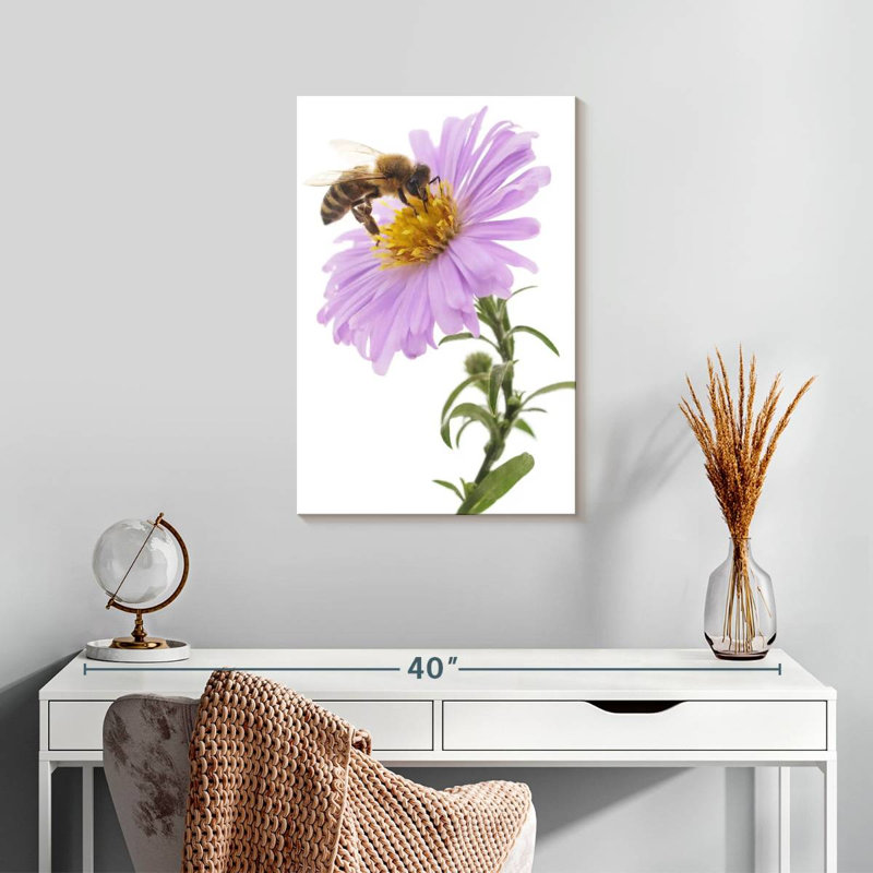 Brampt abeille sur une fleur, H 24 po x l 16 po