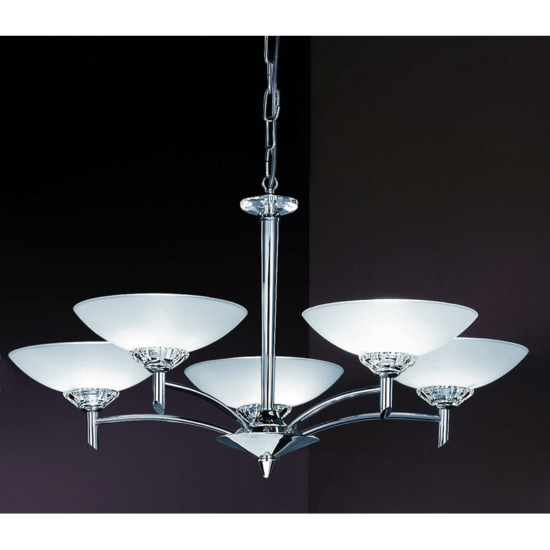Richelieu 5 - Light Shaded Chandelier, Chrome