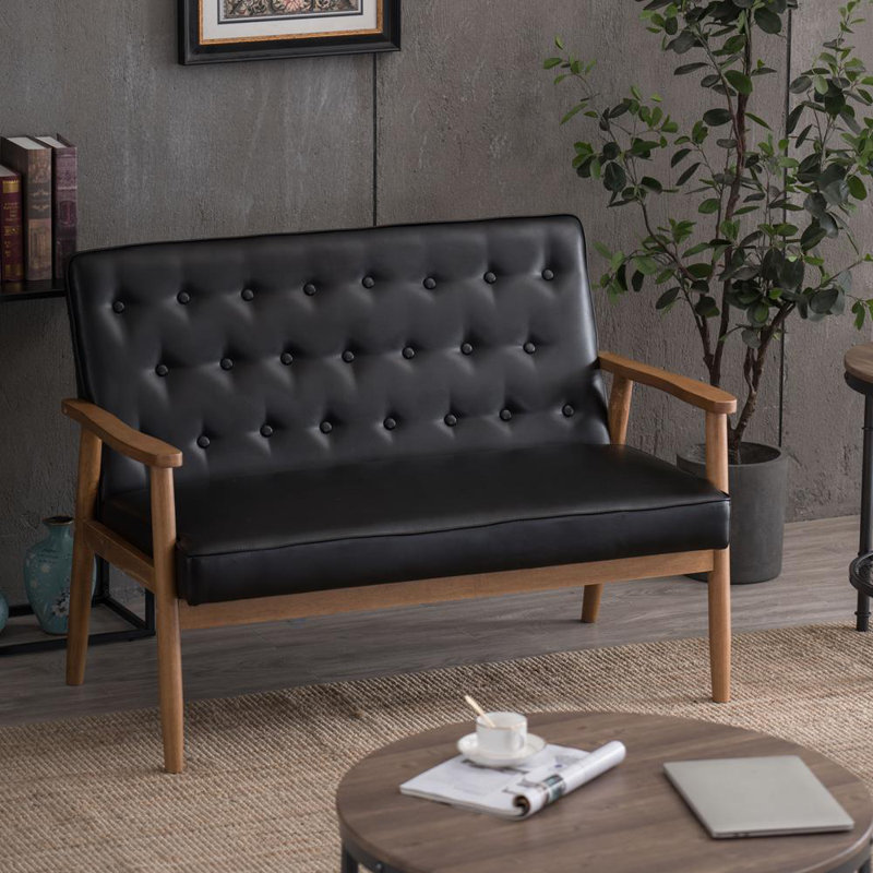 Causeuse 49,61 po, Similicuir noir