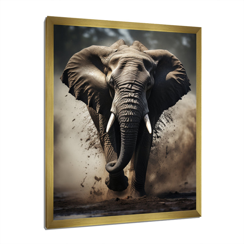 Éléphant Banwari Glimmers of Grace - imprimé, Encadrement doré, H 44 po x l 34 po x P 1,5 po