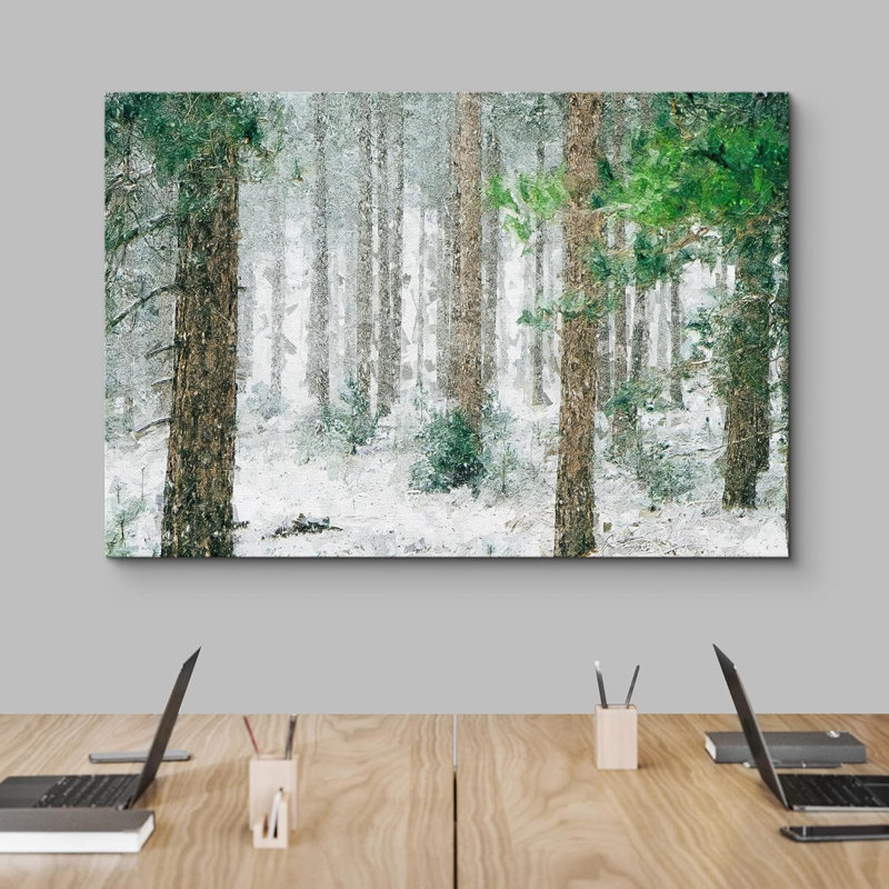 Hiver «Forêt enneigée avec arbres bruns» sur, Toile tendue, H 24 po x l 36 po