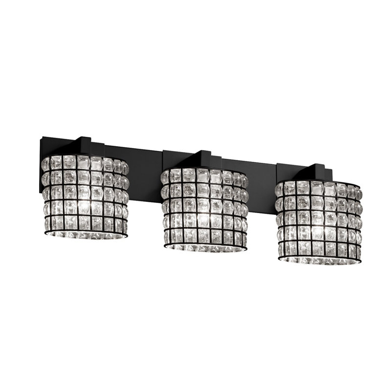 Éclairage de salle de bain noir mat à 3 lumières à intensité variable Plainville, Incandescent