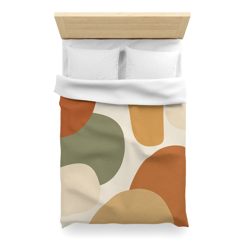 Microfiber Duvet Cover Boho Style, Design 13, Natural/Green/Orange/White, Twin XL Duvet Cover