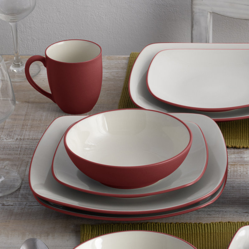 Noritake Colorwave Square Dinner Plates, 10-3/4", Raspberry