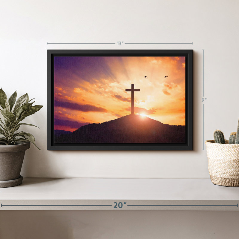 «Hilltop Cross Sunset», reproduction sur toile, H 9 po x l 13 po