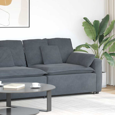  Module de bout modulaire avec accoudoirs avec coussins gris foncé 39,4 po