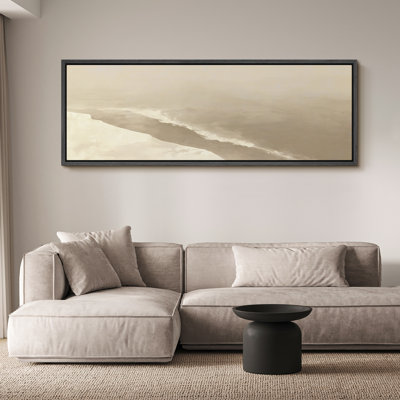 Large Framed Canvas Print Wall Art - Neutral Abstract Beach Landscape Print for Modern Home Decor