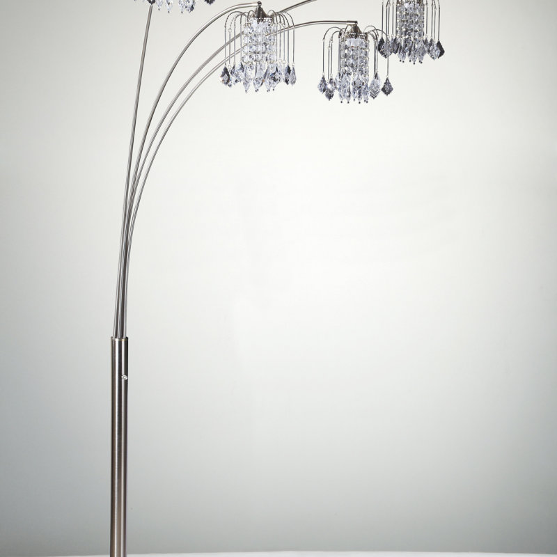 Modern Design Classic Luxury Multi-Head Floor Lamp With Radiant Crystal-Encrusted Metallic Stems For Living Room