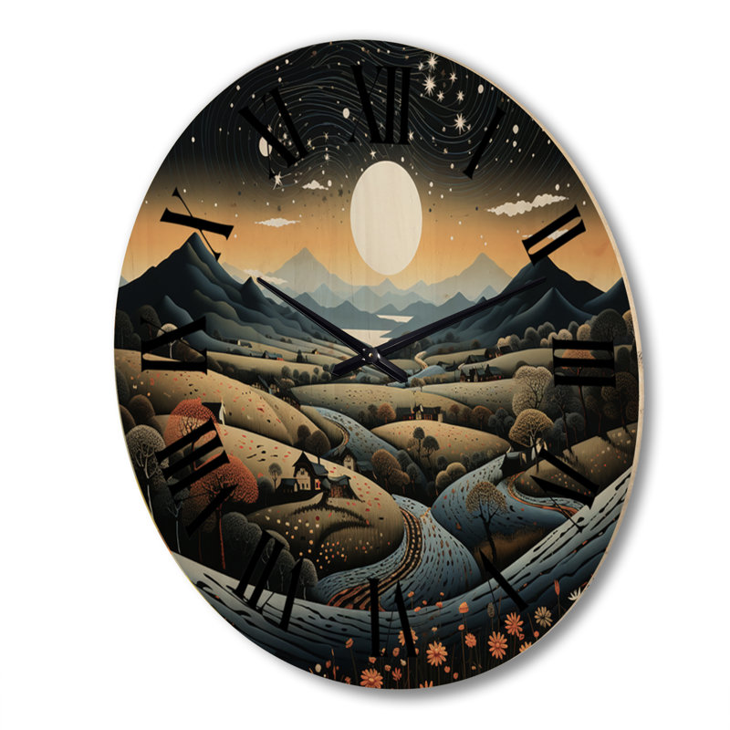 Horloge murale en bois massif Novalie, Très grand