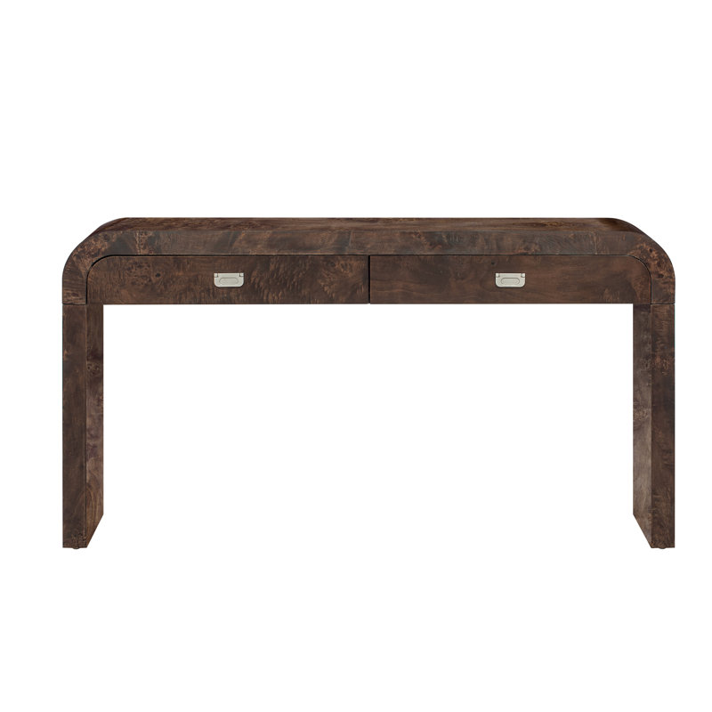 Faelina 60" Wood Console Table with Drawers– Handcrafted Elegance with Sleek Curves, 31.7" H x 60" W x 15.7" D, Dark Brown