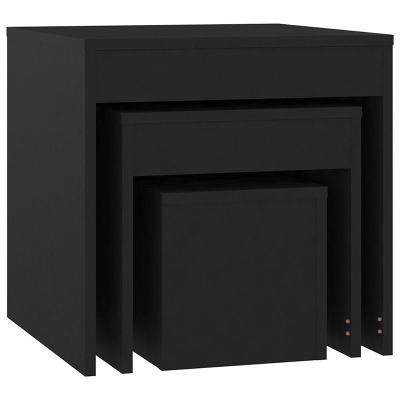 Gnesis Nesting Tables 3 pcs Engineered Wood, Black, Black