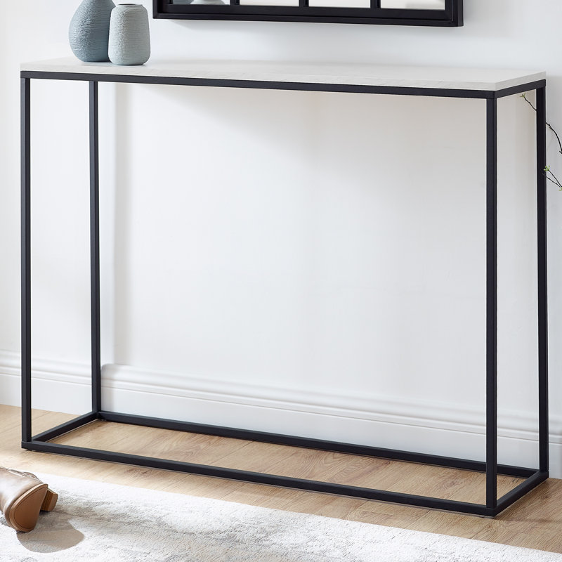 Barto 42'' Console Table, White Marble/Black