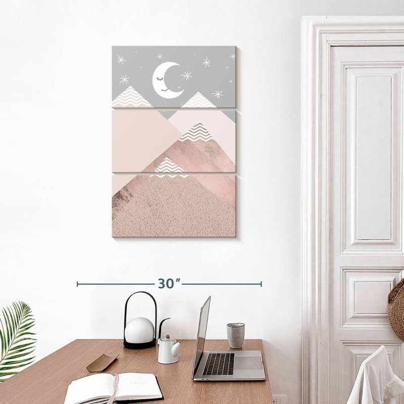 Avery Blush Pink Grey Mountains I, 45" H x 28" W