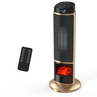 Chaufferette tour, radiateur à ventilateur d'intérieur, radiateur électrique compact 1500W avec télécommande