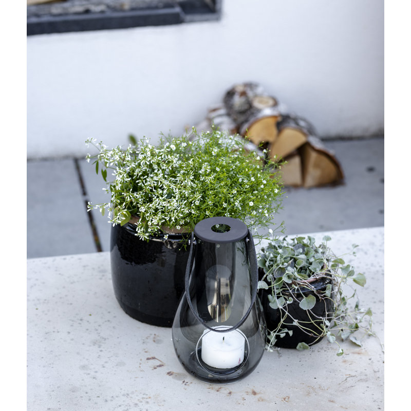 Lantern, Gray, 9.8" H x 6.1" W x 6.1" D